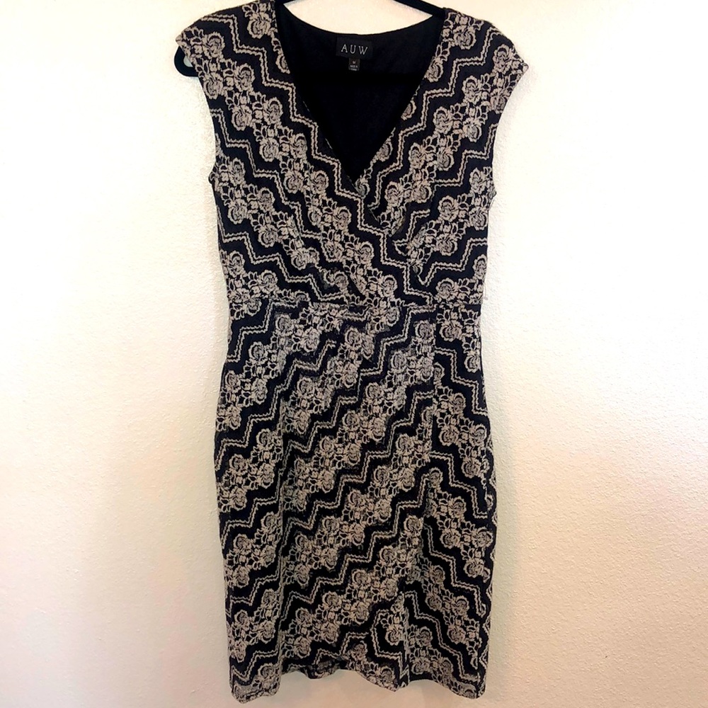 Faux Wrap Lace Pattern Dress